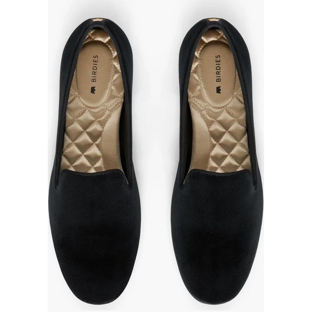 Birdies Starling Black Velvet Loafers Womens 7 Smoking Slipper Flats